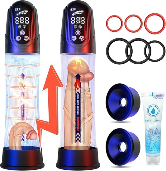 Male Sex Toys Penis Pump, Automatic Penis Enlargement Pump with 4 Pressure Settings & 4 Suction Modes for Men Erection Training and Masturbate Pleasure, Penis Enlarger Growth Extender Pump Waterproof