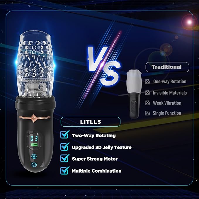 【Discreet Shipping】YUNPSO™ Male Masturbator Adult Sex Toys for Men - Automatic Thrusting Rotating Vibrating Blowjob Sex Machine Sex Toy Stroker Penis Vibrator, LITLLS LCD Display Masturbators Pocket Pussy for Men